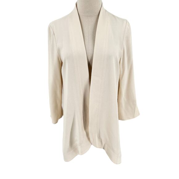 Sally Lapointe Womens Open Front Jacket Blazer 3/4 Sleeve Ivory White - Picture 9 of 9